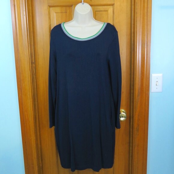 Dalia Navy Modal Dress Long Sleeve Kelly/White Neckline Trim Size Medium - Picture 1 of 8